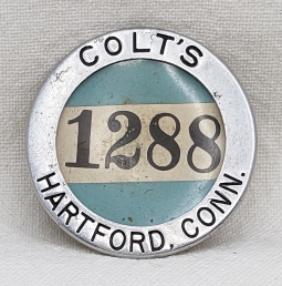 Rare 1930s-WWII COLT'S FIREARMS Hartford Conn Worker Badge #1288