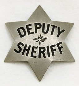 Great Old ca 1900s Deputy Sheriff 6pt Stara Badge by Irvine & Jachens