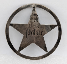 Ext Rare 1850s District of Columbia Police Badge in Coin Silver