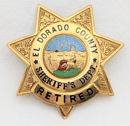 Beautiful 1950s El Dorado Co CA Sheriff's Dept Retired Badge by Ed Jones