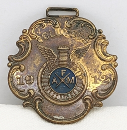 Ext Rare 1912 Federation of America Motorcyclists FAM Columbus OH Rally Watch Fob Adv US Tires
