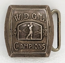 Wonderful Chicago IL Area 1938 West District Golf League WDGL Championship Belt Buckle in Sterling S