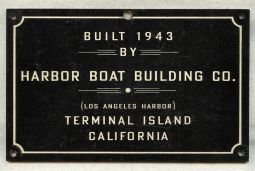 Rare WWII 1943 Harbor Boat Motor Torpedo Boat Builder Plaque in Fiberboard