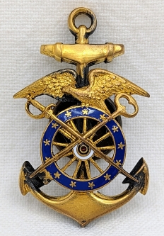 Ext Rare ca 1900 US Army HBS Harbor Boat Service CPO Chief Petty Officer Cap Badge