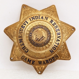 Incredibly Rare & Possibly Unique Bureau of Indian Affairs Chemehuevi Indian Res. Game Warden Badge