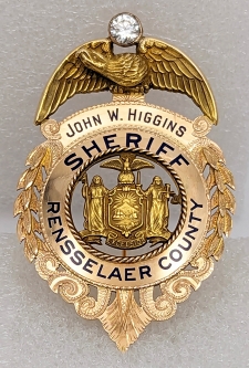 Large & Stunning 14K Gold 1936 Rensselaer Co NY Sheriff Badge of John W. Higgins