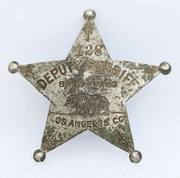 Wonderful Excavated 1920s Los Angeles Co CA Deputy Sheriff Bank Guard 5pt Star Badge #128 by Chipron