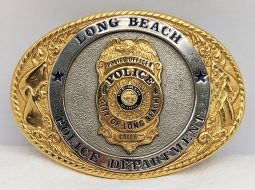 1990s Long Beach CA Police Department Belt Buckle by Creative Casting
