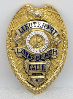 Ext Rare Korean War era ca 1950 Long Beach Naval Shipyard Police Lieutenant Badge by LAS&SCO