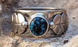 Huge Lorraine Chee Navajo Silver Ring with Classic Red Mt Turquoise Sz15