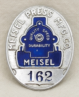 Rare 1930s Meisel Press Manufacturing Co. Employee Badge