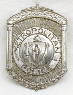 Nice 1960s Boston MA Metropolitan Police Badge #657