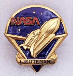 Beautiful 1980s Space Shuttle Era NASA Security Force Lieutenant Hat Badge by Orber