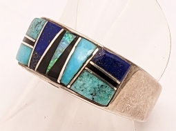 Lovely Modernist of Navajo Inlay Ring Collaboration work by CALVIN BEGAY