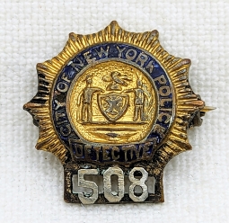 Beautiful 1910s-1920s NYPD New York City Police Detective Lapel Pin #508