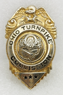 Early-Mid 1950s OHIO Turnpike Commission High Ranking Coat & Hat Badge with Period Postcards Patch