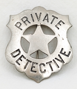 Nice Old West ca 1900 Private Detective Circle Star Cut Out Shield Badge