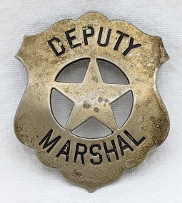 Great Old West 1880s-1890s "Stock" Deputy Marshal Circle Star Cut Out Shield Badge