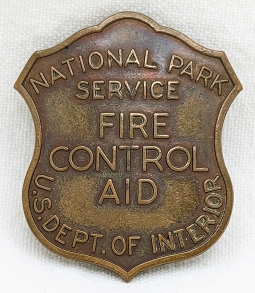 Rare Early 1950s US Dept of Int National Park Service Fire Control Aid Badge