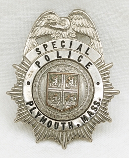 Rare 1950s Plymouth Massachusetts Special Police Badge #136