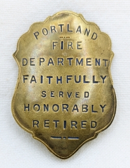 1938 Portland ME Fire Dept Retirement Badge of Henry A. Chase Engine 2