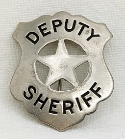 Nice Posse Size ca 1900s Deputy Sheriff Circle Star Cut Out Shield Badge
