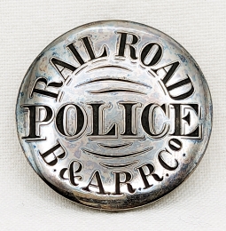 Beautiful 1870s-1880's Boston & Albany Railroad Police badge in Silver with T Pin