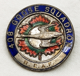 Ext Rare Early WWII RCAF 408 Goose Squadron Bomber Squadron Badge