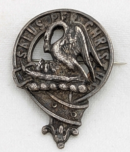 Rare Later 19th C Scottish Royal House of Clan Badge in Heavy Cast Silver