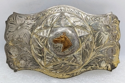Great Old ca 1950 Sterling Silver Cowboy Buckle by Irvine & Jachens San Francisco