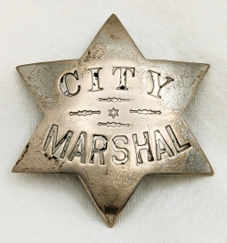 Great EARLY Old West 1870s - 1880s Stock City Marshal 6 Point Star Badge with Great Wear