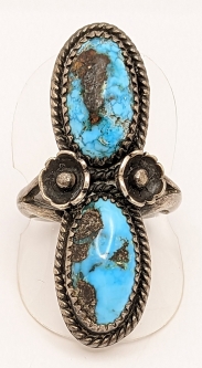 Beautiful 1950s-60s Navajo Silver & Tylone Turquoise Ring