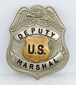 Rare 1920s Deputy US Marshal Badge Two-Tone by Chipron