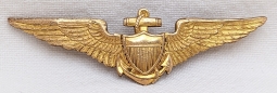 Gorgeous WWI USN US Navy Pilot Wing in Gold Fill on Brass by FH Noble