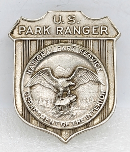 Rare ca 1930 - 1936 FLAT US Park Ranger National Park Service Dept of the Interior Badge
