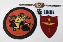 Ext Rare WWII USMC VMB-613 Jacket Patch Grouping of Navigator/Bombardier Chet A Brunner