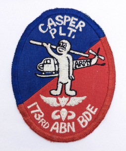 Nice VN Made Emb Hand Made LARGE 173rd Airborne Casper Platoon Pocket Patch ca 1968-71