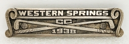 Beautiful Large Heavy 1938 Western Springs IL Country Club Golf Badge Jeweler Made Sterling Silver