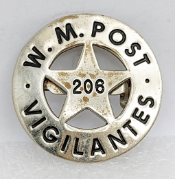 Rare Late 1950s American Legion Womens Metropolitan Post 206 MEN's AUXILIARY VIGILANTES Member Badge