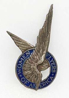 Beautiful ca 1940 Women Flyers of America Member Badge in Enameled Sterling