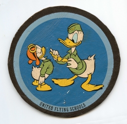 Rare Early WWII CAA Sanctioned United Flying School of America Disney Donald Duck Jacket Patch