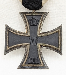 Lovely WWI Iron Cross 2nd Class by Carl Dillenius in 800 Silver Original Ribbon & Safety Pin