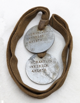 Nice Pair of WWI US Army Soldier's Dog Tags Hobart C Weirick of Wisconsin