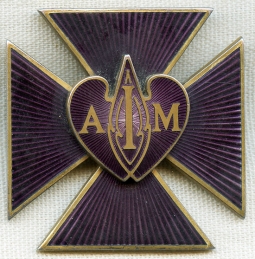 1930's - 1940's Heavy Enameled .935 Silver "I AM" Badge of the Saint Germain Foundation