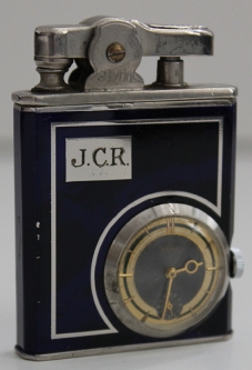 Great Deco 1930's - 40's Lido Eclydo Lighter with Working 17-Jewel Veris Watch
