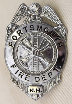 1930's - 1940's Portsmouth, New Hampshire Fire Department Hat Badge in Excellent Condition