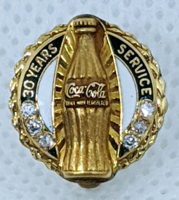 1940's - 50's Coca Cola 30 Year Service Pin in 10K Gold by Dieges & Clust.