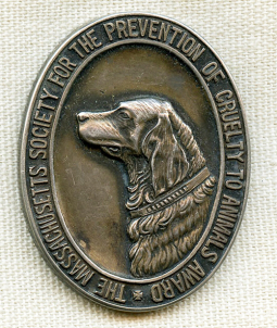 Rare 1880's - 90's MSPCA Award in Sterling Awarded for Bravery & Intelligence by O'Neil Jewelers