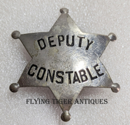 Old West 1890s Stock Deputy Constable Hand Stamped 6-pt Star by LARSCO with Early Cartouche Mark