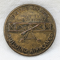 Ext Rare WWI 1918 Boeing Airplane Co War Worker Doing My Bit Building Airplanes Pin